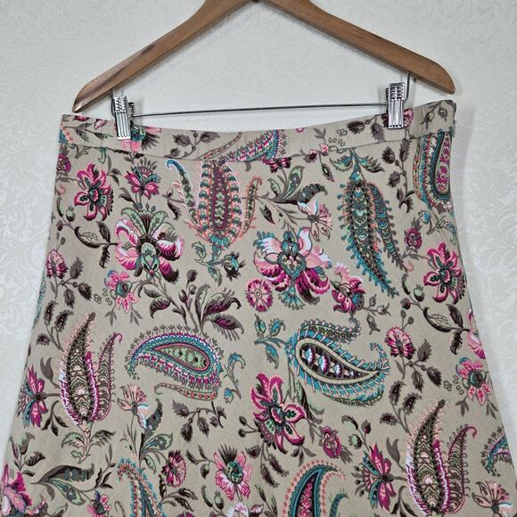 VTG East 5th Linen Blend Paisley Maxi Skirt sz 16W* Tan Beige Multi Floral Boho - Picture 2 of 12